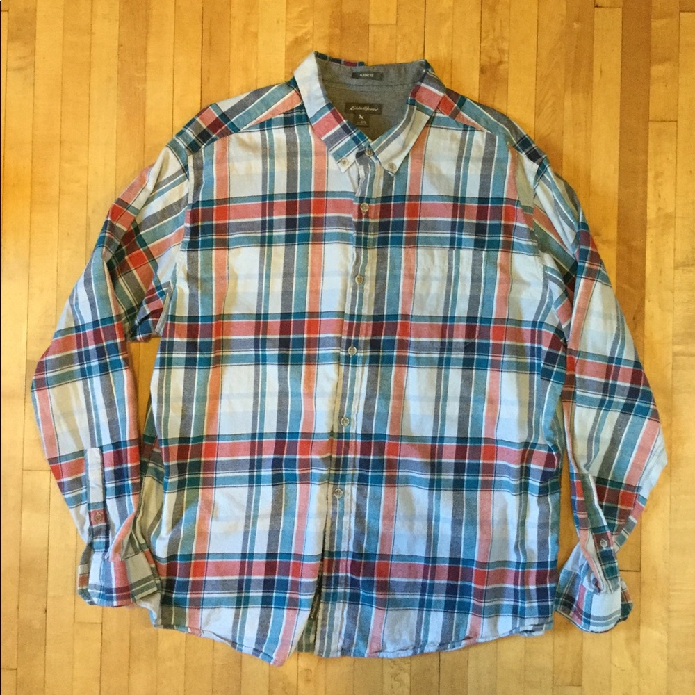 Eddie Bauer Long Sleeve Plaid Flannel Shirt XXL